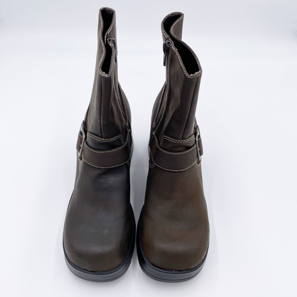 Vintage Y2K American Eagle Flex Brown Leather Chunky Platform Boots Size 10 - Picture 3 of 15